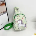 Sacoche bandoulière enfant vert menthe avec motif licorne et arc-en-ciel de dessin animé - Style 6 (Licorne Verte) / Taille unique