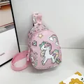 Sac de poitrine licorne rose mignon pour enfants, pochette bandoulière maternelle - Style 8 (Licorne Cœur Rose) / Taille unique