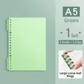 Green A5 loose-leaf binder cover set with high transparency rings for DIY notebooks - A5 / 2 Rings + 2 Covers / Green