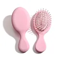Juego de dos cepillos para el cabello masajeadores rosas con mango ergonómico y cerdas - Estilo de Pin Grueso / Rosa