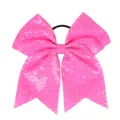 Lebhafte rosa Pailletten-Haarschleife für festliche Feiertage und Bühnenauftritte von Mädchen - Fluoreszierendes Rosenrot
