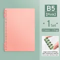 B5 pink loose-leaf notebook shell set featuring transparent binder rings and clips - B5 / 2 Rings + 2 Covers / Pink