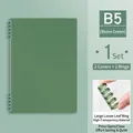 B5 vintage green loose-leaf notebook shell cover with 2 clips and silent rings - B5 / 2 Rings + 2 Covers / Vintage Green
