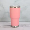 Professional pink powder-coated 30oz insulated stainless steel travel mug for car cup holders - 30oz / Pink