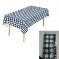Rectangular blue and white gingham disposable plastic tablecloth for party, 137x274cm - 54*108inch / Navy Blue Plaid