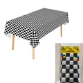 Black and white checkered plastic tablecloth 54x108 inches for parties and racing themes - 54*108inch / Black And White Checkerboard