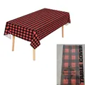 Red and black buffalo plaid disposable plastic tablecloth for rectangle party tables - 54*108inch / Black and Red Plaid