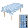 Blue and white checkered disposable plastic table cover, 137x274cm party tablecloth. - 54*108inch / Light Blue Plaid
