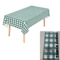 Green and white checkered rectangular plastic table cover for parties, 54x108 inches. - 54*108inch / Dark Green Plaid