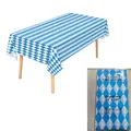 Blue and white checkered disposable plastic tablecloth for parties, 137x274cm size. - 54*108inch / Argyle