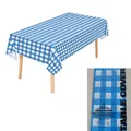 Blue and white checkered disposable plastic party tablecloth 137x274cm - 54*108inch / Blue Plaid