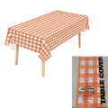 Heavy duty orange checkered disposable plastic tablecloth 137x274cm for party event - 54*108inch / Orange Grid