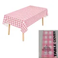 Pink and white checkered disposable plastic tablecloth 54x108 inches for party tables - 54*108inch / Pink Plaid