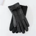 Men's business winter plaid wool gloves in grey and black with touch screen support - One Size / Black Grey Texture