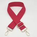 Adjustable red wide canvas shoulder strap with geometric pattern and gold hardware. - Silver Hook / Red
