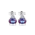 Elegant S925 sterling silver stud earrings with oval purple alexandrite stones - Cultured Alexandrite (earrings)