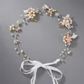 Élégant serre-tête de mariée fait main avec perles, cristaux et feuilles dorées - Bandeau Photo Doré Style Polyvalent Hs-j2942