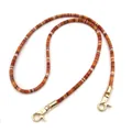 Detailed view of a retro colorful woven rope bag strap with gold metal lobster clasps - Orange Brown with Gold Clasp / 80 cm