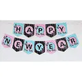 TikTok theme Happy New Year swallowtail party banner in pink, blue, and black glitter design - Tiktok New Year