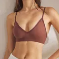 Nahtloser Bralette mit Spaghettiträgern in Ziegelrot ohne Bügel für komfortables Tragen - Heiße Schokolade / S
