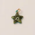 Small green star charm with music note design and golden jump ring decoration - Green Star Musical Note Pendant
