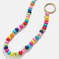 Fresh colorful beaded lanyard keychain with gold ring for daily fashion accessories - Colorful Bead Clasp