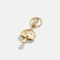 Elegant gold-tone mushroom keychain pendant with decorative sparkly crystal accents - Mushroom Pendant Keychain