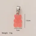Cute pink gummy bear pendant charm for DIY jewelry projects, 1.5cm height and 1.9g weight - Silver Buckle / Pink