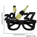 Glittery black 2027 New Year party glasses with champagne bottle and glass design - 2027 Beer Stem Glass Design / New Year Glasses