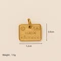 Gold rectangular Italia pendant charm with 0.9cm by 1.2cm measurements and 1.5g weight - Italy Travel Label (Gold Plate)