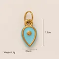 Small teardrop shaped light blue enamel pendant with gold trim for DIY jewelry making projects - Blue Water Drop