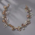 Vintage handmade bronze leaf headband with crystals for elegant bridal wedding hairstyles - Versatile Headband Style (HS-J6631AG) / Antique Gold