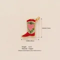 Encantador colgante de bota pintado con patrón de corazón rosa en cobre de alta calidad - Colgante de Botas Rojas