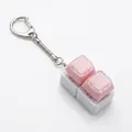 Pinkfarbener mechanischer Tastaturschalter-Fidget-Toy-Schlüsselanhänger mit LED-Licht - 2-Tasten Doppelschichtige Kappe / Kein Licht (Schlangenkette) / Rosa