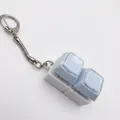2-Tasten mechanischer Schalter Schlüsselanhänger mit blauen LED-Tasten für Stressabbau - Kein Licht (Schlangenkette) / 2-Tasten Weißes Gehäuse - Blau (Doppelschicht-Kappe)