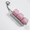 Rosa und weißer mechanischer Tastaturschalter Fidget Toy Schlüsselanhänger mit LED - Kein Licht (Schlangenkette) / 3-Tasten Weißer Sockel - Rosa (Doppelschichtige Kappe)