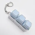 Blauer 3-Tasten mechanischer Schalter Fidget Toy Schlüsselanhänger - Kein Licht/Schlangenkette / 3-Tasten Weiße Basis-Blau (Doppelschicht)