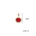 Roter ovaler Zirkon-Geburtssteinanhänger für DIY-Schmuck, 2 cm, vergoldeter Rahmen - Januar Granat - Gold