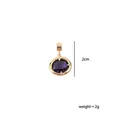 Minimalistischer ovaler lila Zirkon Geburtsstein Anhänger in Gold, 2g Gewicht, 2cm Größe - Februar Amethyst - Gold