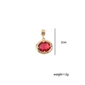 Red oval zircon birthstone pendant in gold setting, 2cm size DIY jewelry accessory - July Ruby - Gold