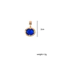 Blue oval zircon pendant accessory with gold finish, 2cm height and 2g weight for DIY - September Sapphire - Gold