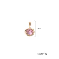 Elegant pink oval zircon birthstone pendant with gold frame, 2cm height, weight 2g - October Pink Tourmaline - Gold