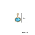 Oval gold-plated pendant with blue zircon birthstone, 2cm size, 2g weight - December Blue Zircon - Gold