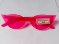 Fluorescent red cat-eye sunglasses featuring a transparent candy color plastic frame - Fluorescent Red