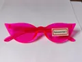 Vibrant neon pink cat eye sunglasses for women with trendy oversized candy color frames - Fluorescent Red-1