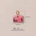 Pink enamel heart envelope pendant DIY charm with brass ring 15x13mm - Pink Envelope