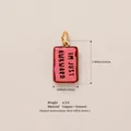 Pink Im Just Awkward enamel rectangular charm pendant with size and weight information - 14-Pink Square Slogan
