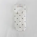 Quilted cotton storage pouch with brown heart pattern and mayrabbit tag - Quilted Vertical Stripe Heart Cream