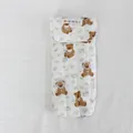 Cute brown teddy bear and floral pattern white quilted pouch with snap button closure - Cartoon Bear