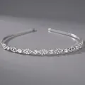 Elegant silver rhinestone headband with floral crystal accents for daily fashion wear - Silver Commuter Versatile (TS-J1159)
